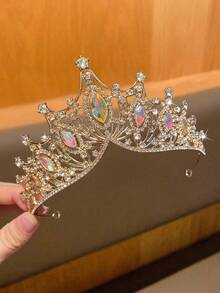 1 件奢华水钻皇冠头饰，适合女士，适合派对、时装秀和婚礼头饰服装皇冠发花环发藤