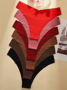 6条装女士无缝三角内裤，舒适顺滑面料，纯色内裤 - 彩色 - 查看 2