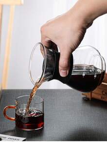 1件套滴滤咖啡机套装，包含可重复使用的不锈钢手冲咖啡滤网，耐热易清洗，便携式高硼硅玻璃咖啡壶（带刻度），手动手冲咖啡机，适合家庭冲泡和与朋友分享，是节日和开学季的理想礼物（200毫升/400毫升）