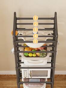 1pc Movable Household Utility Cart With Wheels, Multi-Tier Storage Rack For Home, Kitchen, Bathroom, Bedroom, Living Room - Multicolor - View 3