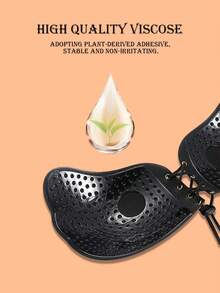 Sticky Invisible Mango-Shaped Bras – Strapless Silicone Push-Up Bra Cups For Backless Dresses, Breathable Self-Adhesive Lift Pads For Women, Reusable & Skin-Friendly - Black - View 4