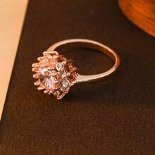 1pc New Creative Snow Flake Design Rhinestone Ring, Suitable For Women Daily Wear - Rose Gold - View 2