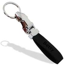 1pc Customized Men's Premium Leather Faux Leopard Head Car Key Chain - Sports Iron Alloy Belt Buckle