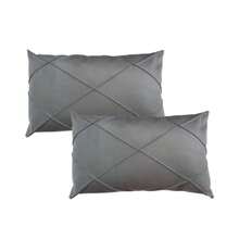 Kit 2 Rectangular Suede Draped Baguette Cushion 30cmx50cm - Xám - Xem 1