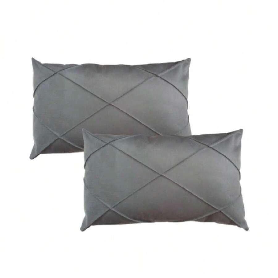 Kit 2 Rectangular Suede Draped Baguette Cushion 30cmx50cm - Xám - Xem 1