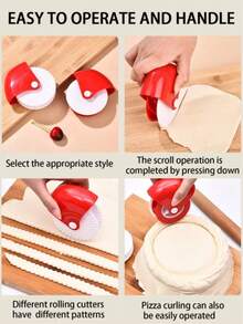 1 Pieza Cortador y Decorador de Rueda para Pastelería, Rueda de Corte para Pastelería, con Mango Rojo, Prensa para Corteza de Tarta, Cortador de Masa, Rueda para Pizza y Cortador de Pastelería, Material Plástico, Seguro para Alimentos, Multiusos Rodillo y Cortador de Masa de Pizza Manual (Horneado), Rueda de Pastelería Decoradora de Plástico, Adecuado para Pizza, Tarta, Galletas, Pasta, Hojaldre, Fondant, Herramientas de Horneado, Herramientas de Pastelería de Cocina, Accesorios de Cocina, Suministros de Cocina.