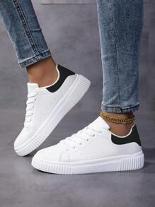 scarpi sportivi casual con lacci da donna, punta tonda, basse, traspiranti, stile campus, polivalenti, leggere, scarpe da skateboard casual con lacci
