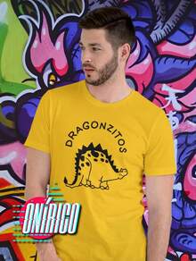 playera dragoncitos  Dibujos animados  Animal  Letras    Algodón      playera impresa dragoncitos    primavera verano - Amarillo - Ver 2