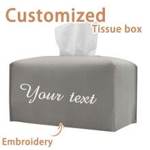 1pc Customizable Embroidered Text/Phrase/Name Tissue Box Cover, Fashionable Minimalist Design, Durable & Practical Tissue Paper Holder