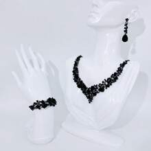 Set Of Luxury Elegant Women Jewelry Set, Fashionable Necklace Earrings Bracelet 4pcs, Suitable For Bride Wedding, Gala, Formal Occasion