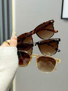 3 Pcs Plastic Square Frame Party, Street Fashion, Summer Travel Decorative Eyeglasses For Summer Beach Vacation,Outdoor,Travel - Multicolor - View 1