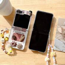 3D Bread Folding Phone Case With Chain, Suitable For Samsung Galaxy Z Flip3 5G/Galaxy Z Flip 4 5G/Galaxy Z Flip 5 5G/Galaxy Z Flip 6 5G/Galaxy Z Flip 7 5G, Women