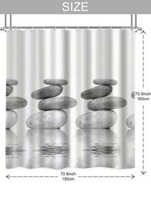 1pc Stone Watermark Pattern Printed Waterproof Bathroom Curtain With 12 Hooks, Stone Element Decor Shower Curtain, Modern Household Bathroom Decoration, Waterproof Polyester Fabric, Machine Washable, Suitable For Hotel Apartment Bathroom Decoration, Bathroom Accessories, Great Gift Idea, Size: 35inX70in, 47inX70in, 59inX70in, 70inX70in Summer Back To School