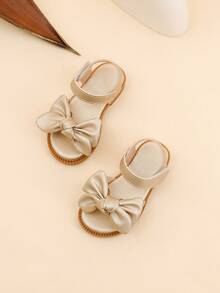 1 Pair Cute Girls' Outdoor Hook And Loop Flat Sandals, Spring/Summer - Gold - View 2