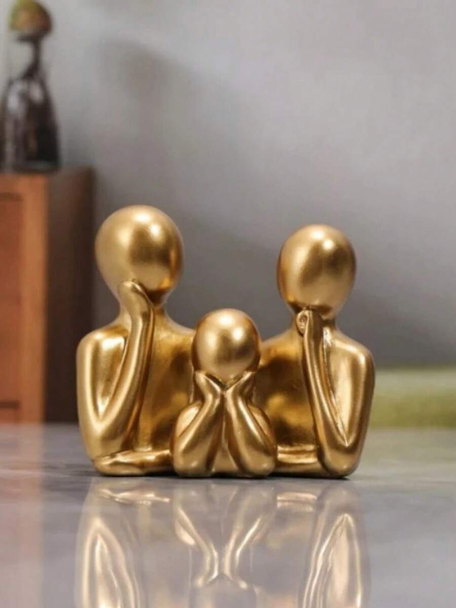 Modern Plaster Statue, Family, Minimalist - Gia đình vàng - Xem 1