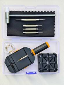 13件套高级表带拆卸工具套装，表带调节及维修工具组，适用于表带调节、尺寸调整及手表维修，有透明、黑色、蓝色、橙色可选，是理想的高端礼品之选。房间装饰数字时钟闹钟卧室装饰宿舍装饰返校家居装饰