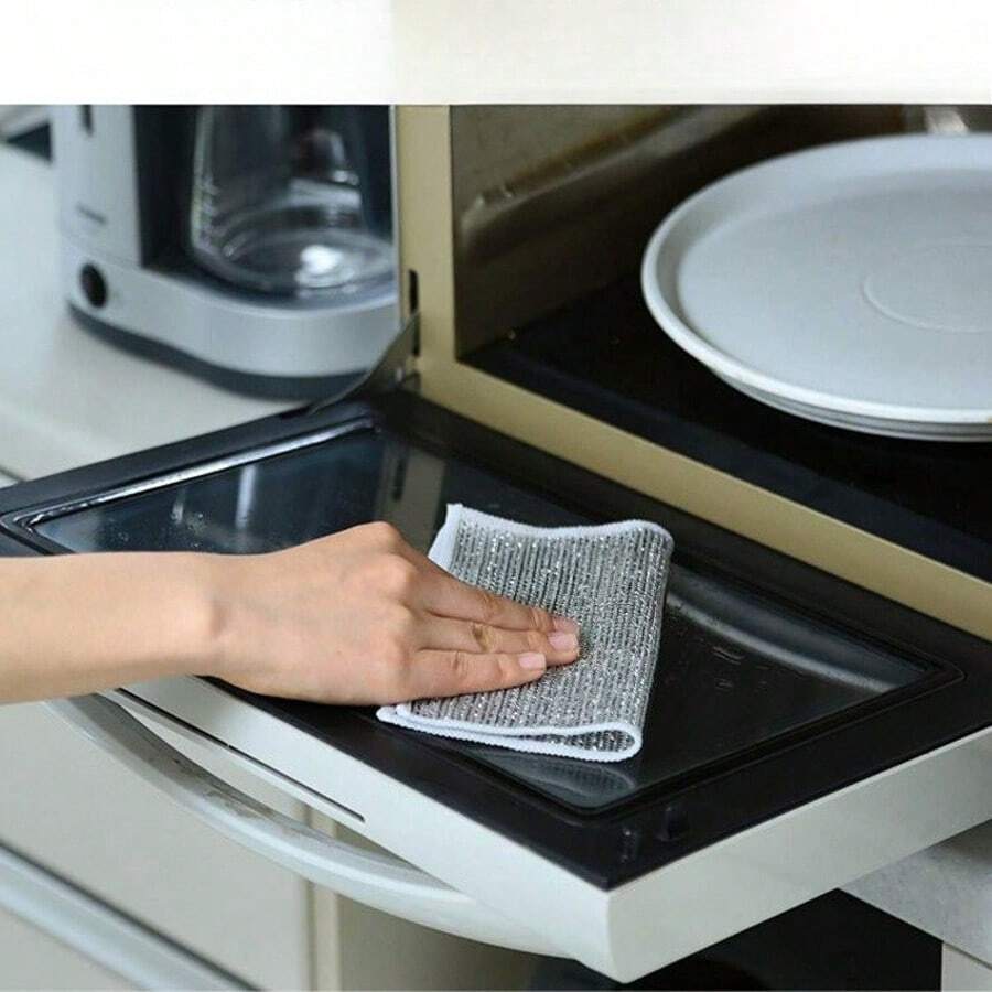 Silver Wire Rag Kitchen Rag Stove Steel Wire Dishwashing Cloth Without Oil Removal Oil Removal Dirt Steel Wire Ball Cleaning Cloth - Multicolor - View 1