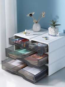 1pc Small Stackable Storage Drawer, Stackable Drawers Mini Desk Bath Storage Organizer Cute Drawer Organizer Plastic Desktop Office Pen Makeup Tape