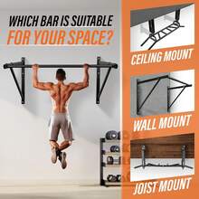 Heavy Duty Wall Mounted Pull Up Bar – Multi-Grip Pull Ups / Pull Up Bar Ceiling Mount / Joist Mount For Home Gym - A. Heavy Duty - View 7