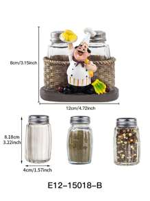 1pc Resin Chef Figurine With Salt & Pepper Shaker Holder, Creative Restaurant Kitchen Table Decoration