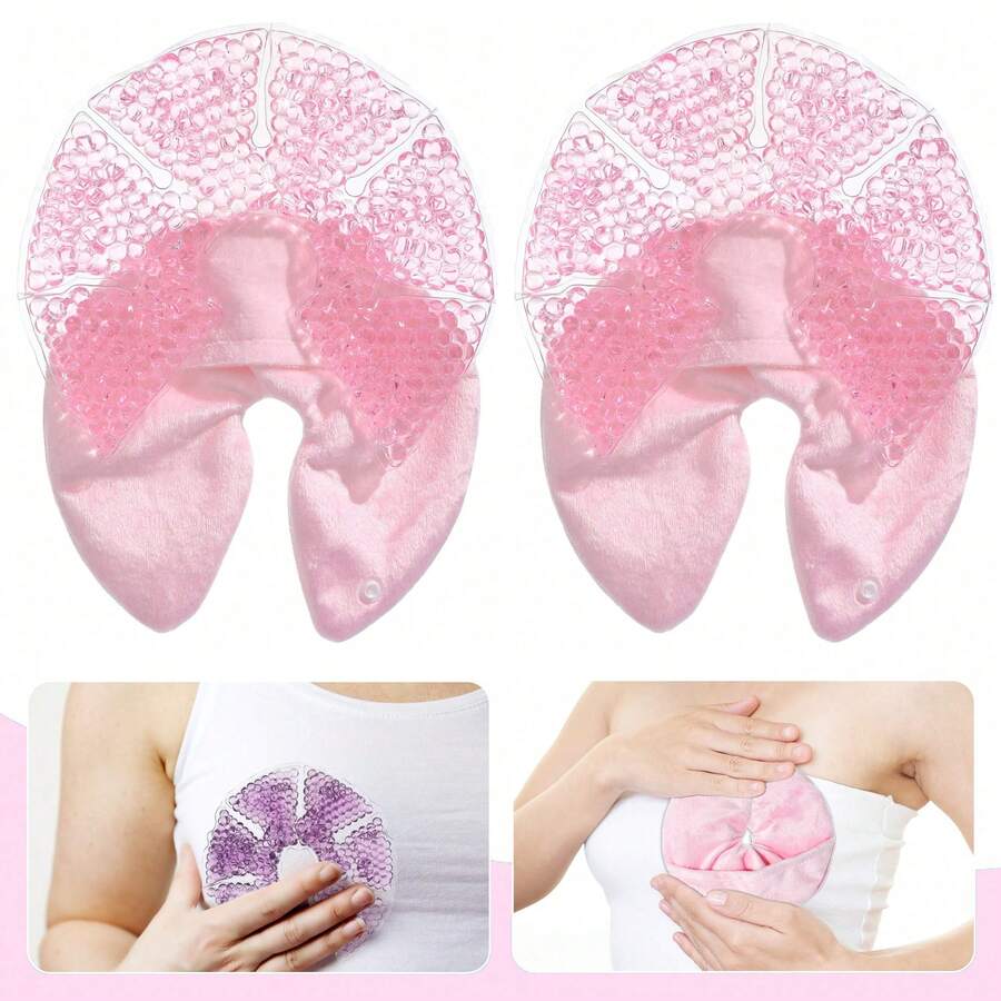 2pcs Lactating Girl With Gel Ice Pack Chest Patch Cold Compress Microwave Oven Heating Dual-Use Ice Compress Hot Compress