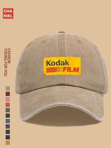 1pc Vintage 90s Film Logo Printed Baseball Cap, Solid Color Simple Design, Multiple Colors Available, , Black Papa Retro Truck Driver Hat, Adjustable Size, Outdoor Photography Sun Hat, Ideal Gift For Casual, Recreation, Hiking, Photography, Birthday, Holiday