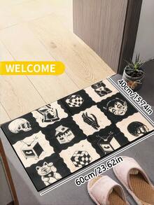 1PC Bedroom Decor Indoor Doormat Non-Slip Area Rug Absorbent Indoor Floor Mat Skull Floor Mat Pet-Friendly Doormat Machine Washable - Grey - View 6