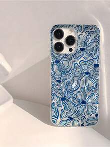 Funda para teléfono (1 unidad) con estampado floral abstracto de olas en azul y aguamarina. Resistente al agua, a las huellas dactilares y a los arañazos. Transparente, suave y brillante. - Multicolor 3 - Ver 4