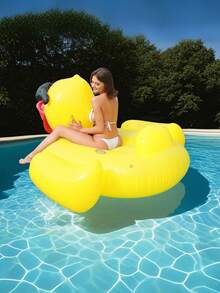 1pc Inflatable Giant Sunglasses Duck Pool Float, Adult Riding Accessories, Suitable For Pool, Beach, Party, Summer - Yellow - View 3