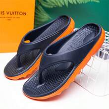 Men's Lightweight Massage Bead Sole Flip Flops, Thick Strap Comfortable Non-Slip EVA Slippers, Suitable For Men For Home, Garden, Party, Gathering And Outdoor Activities - Blue - View 10