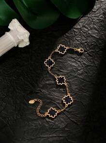 1 Stück minimalistisches schwarzes dekoratives Armband in Blumenform, modisch und vielseitig für den täglichen Gebrauch
