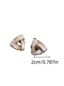 1 对 S925 纯银耳钉，2020 年新款时尚简约耳环，女士通勤耳环 - 彩色 - 查看 6