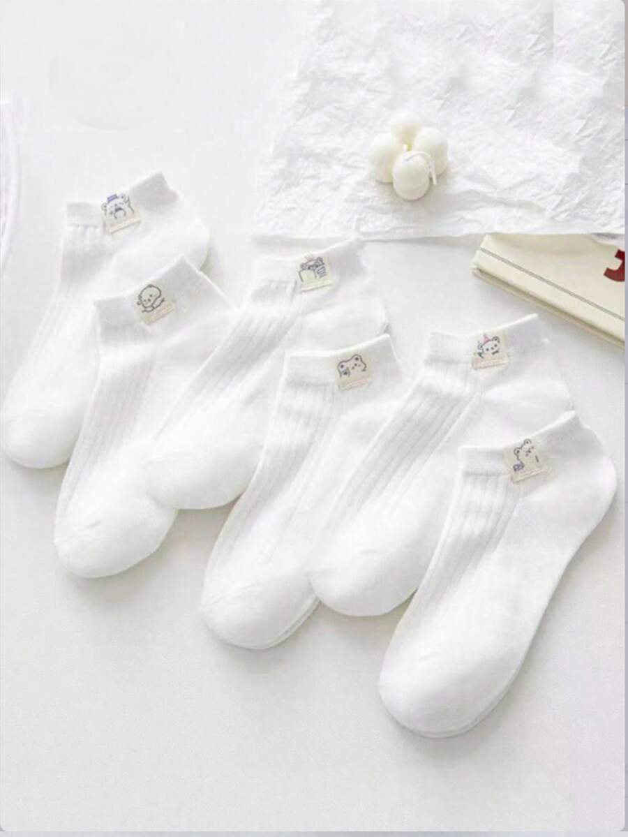 5 Pairs Random Delivery Women Short Socks, Korean Ins Style Low Vamp Ankle Socks, Thin Cute Casual Socks For Spring & Summer - Multicolor - View 1