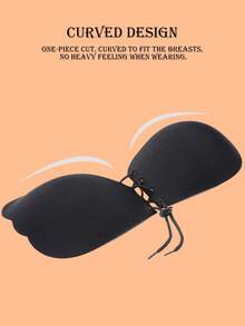 Sticky Invisible Mango-Shaped Bras – Strapless Silicone Push-Up Bra Cups For Backless Dresses, Breathable Self-Adhesive Lift Pads For Women, Reusable & Skin-Friendly - Black - View 7