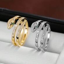 1 Pc Snake Design Zirconia Inlay Fashion Ring For Women - Multicolor - View 3