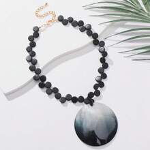 BOCAR Bohemian Natural Coconut Shell Beaded Ombre Coffee Color Round Pendant Necklace - Pendant Necklace - View 7