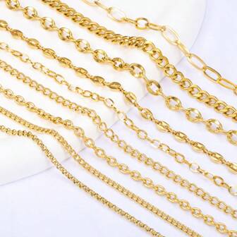 1 Meter Fashionable Stainless Steel Gold Lip Chain, O-Shaped Chain, Suitable For DIY Necklace, Bracelet, Jewelry Making