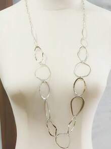 1pc New Arrival Fashionable & Versatile & Vintage Exaggerated Geometric 3D Abstract Asymmetrical Hollow Out Water Drop Shape Romantic Bohemian Style Long & Elegant Necklace For Vacation Leisure, Suitable For Couples