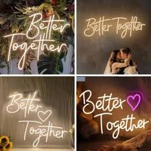 Enseigne au néon "Better Together" alimentée par USB, réglable, décoration murale, convient pour les mariages, la maison, les fêtes, les anniversaires, les cadeaux