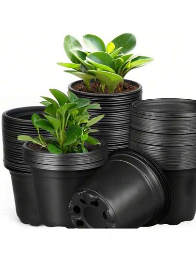 Plastic Flower Pot, Resin Round Garden Planter, Suitable For Seedlings And Flowers, Durable Lawn And Gardening Tool, Practical Spring Essentials