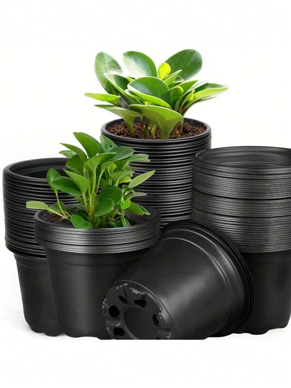 Plastic Flower Pot, Resin Round Garden Planter, Suitable For Seedlings And Flowers, Durable Lawn And Gardening Tool, Practical Spring Essentials