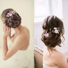 4pcs Gold Leaf Hair Combs, Handmade Bridal Flower Hair Accessories, Wedding Pearl Hair Ornaments, Hairpin & Hairclip Set