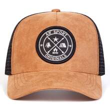 AR 1pc Men's Outdoor Camping Trucker Hat, Personalized Letter Embroidered Baseball Cap, Street Fashion Casual Hat, Suitable For Spring/Autumn Travel, Beach Holiday