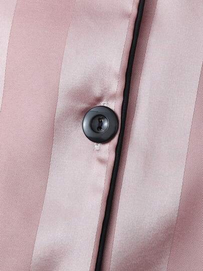 Gestreepte Jacquard Short Sleeve Shorts Pajama Set view 5