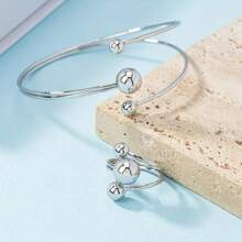 1pc Women Simple Beaded Bangle Bracelet, Gift Set For Valentine's Day
