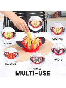 1pc Apple Slicer, Stainless Steel Upgraded 12-Blade Sharp Apple Slicer Large Size, Ergonomic Plastic Handle Non-Slip Easy To Hold, Kitchen Fruit Separator Rust-Proof And Easy To Clean Red(20cm)