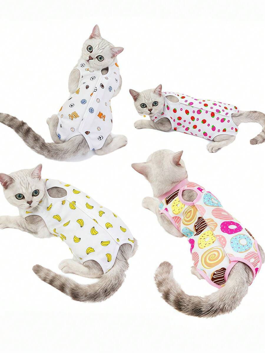 Soft And Comfortable Pet Spaying & Neutering Recovery Wear, Anti-Licking Clothing For Cat/Dog Postoperative Care - Multicolor - View 1