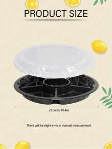 1/2/6pcs-Round Plastic Appetizer Tray With Lid - 10.4in Divider Tray,Disposable Food Storage Tray Container,Plastic Tray Storage,Snack Dispenser,Fruit Plate Vegetable Tray,Suitable For Party And Buffet