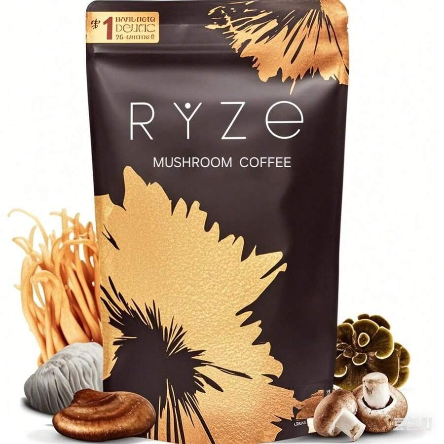 [Free Shipping] Mushroom Coffee – USDA Organic Instant Coffee With 6 Adaptogenic Mushrooms & MCT Oil – Cordyceps, Lion's Mane, Turkey Tail – Supports Energy, Focus, Digestion & Immunity – USA Grown – 30 Servings - 1 túi - Xem 1