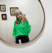 Women's Cold Weather Blouse Turtleneck Knitted Sweater - Green - View 4